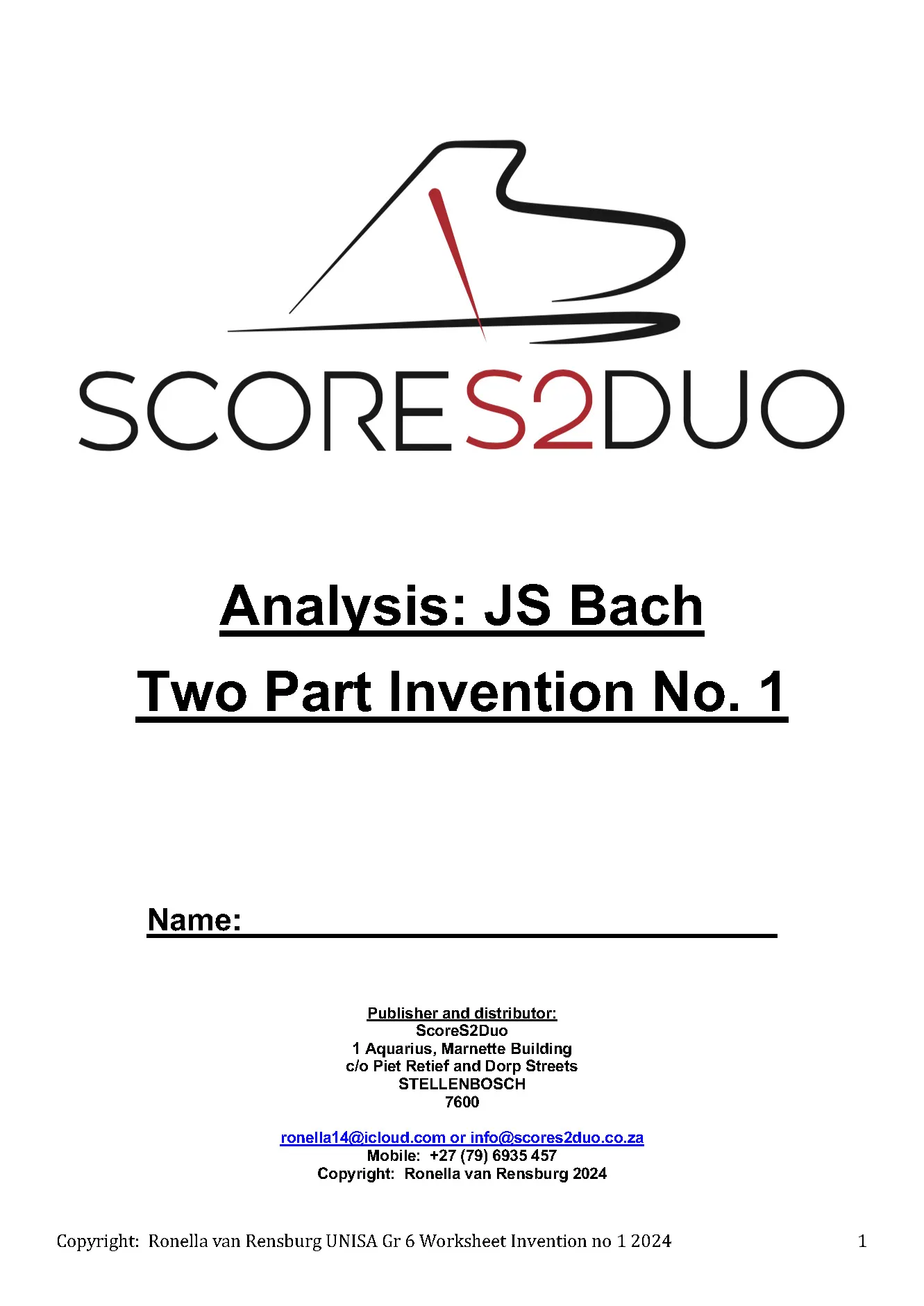 Analysis: JS Bach Two Part Invention No. 1